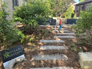 HISTORICAL MILWAUKEE AVE ECOLOGICAL REHAB HERO After Undulating Paver Path